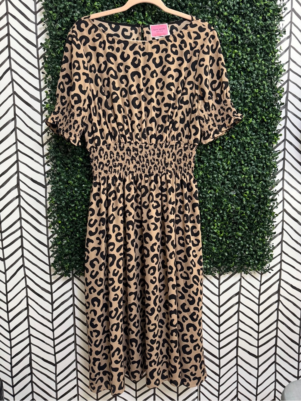Kate spade Leopard Print Smocked Midi Dress